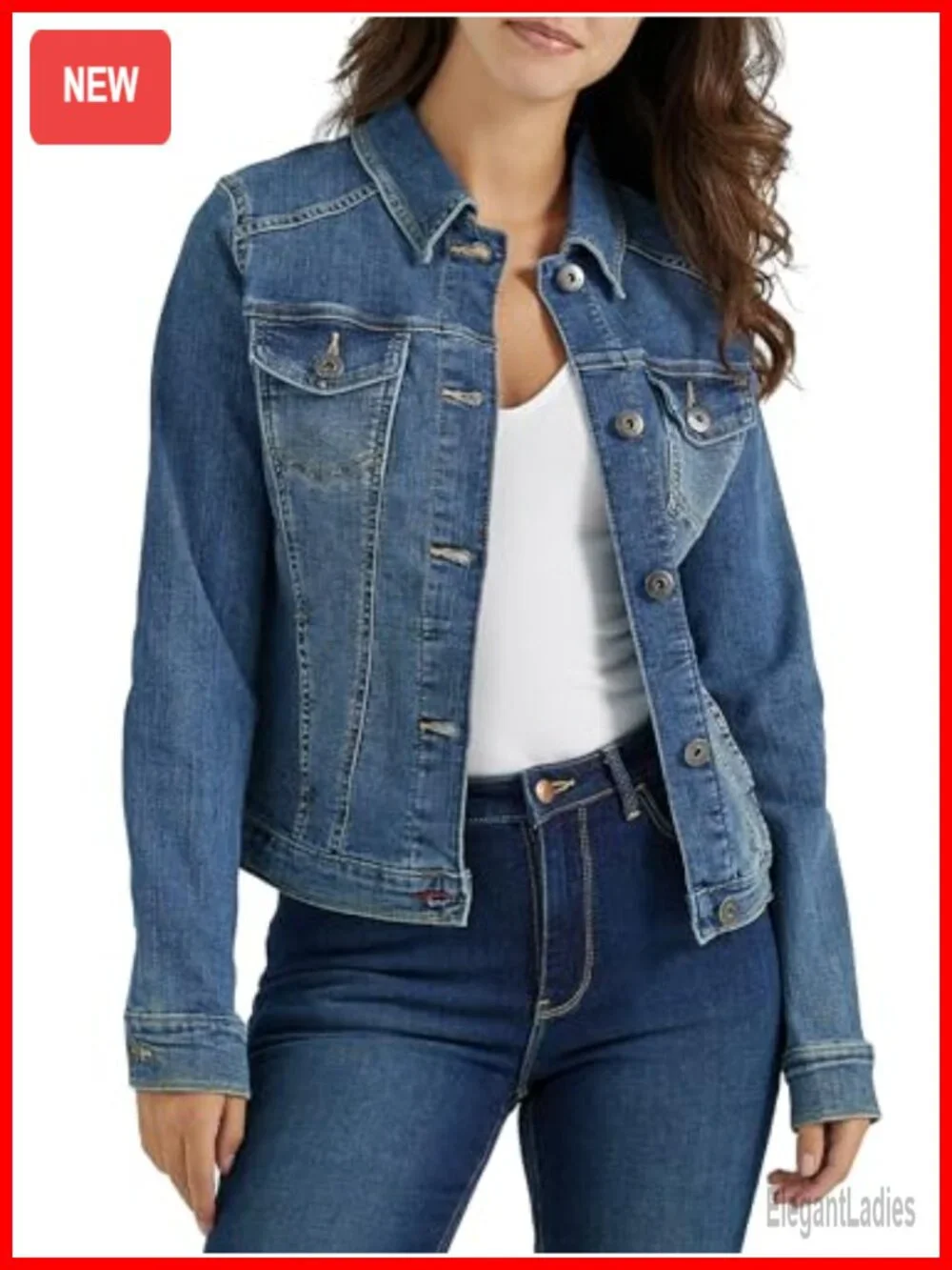 Wrangler Authentics Women's Stretch Denim Jacket Button Front Long Sleeve